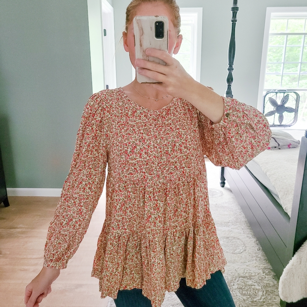 American Eagle Tiered Floral Top